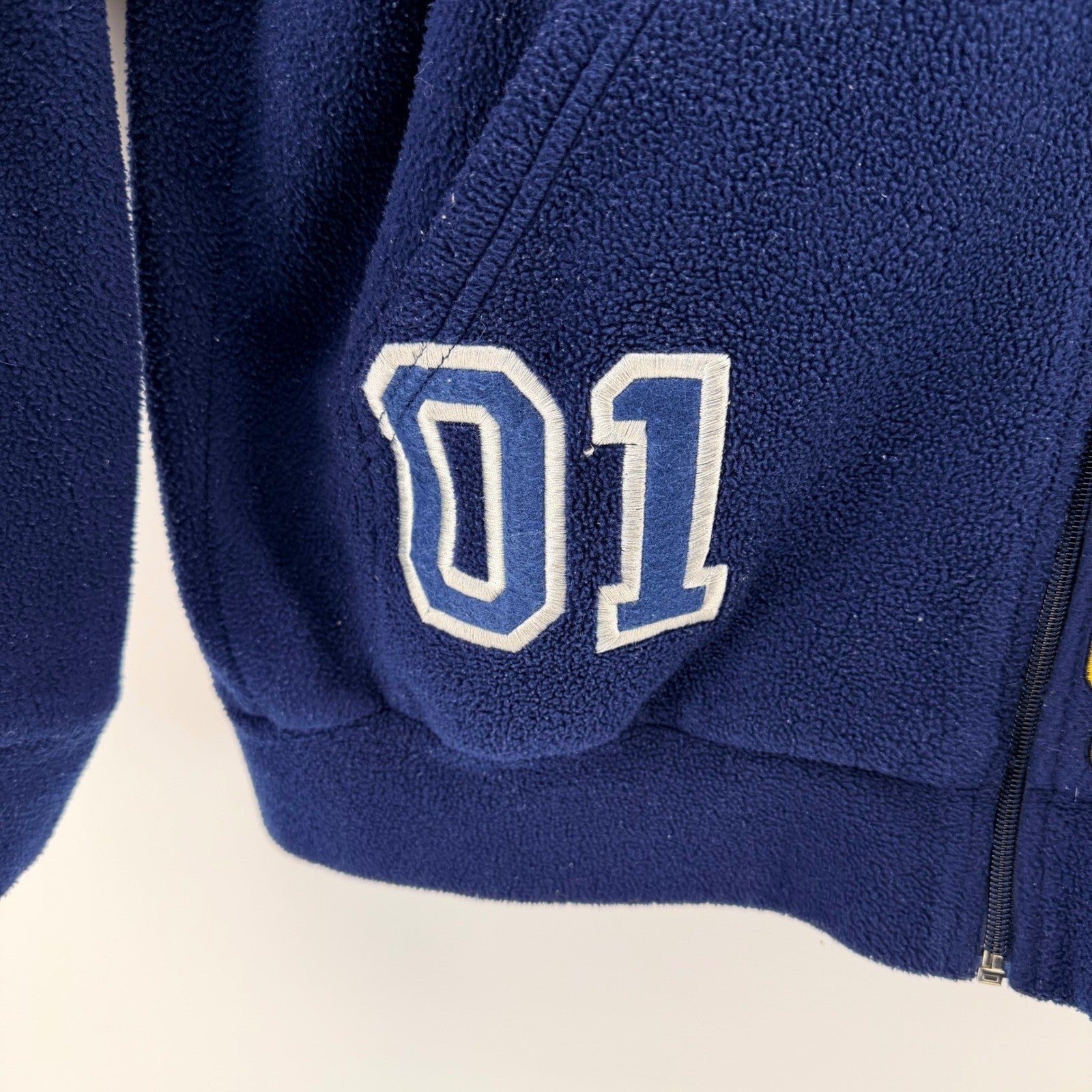 Disney Winnie the Pooh Fleece Zip Up Hoodie Embroidered Navy Blue M