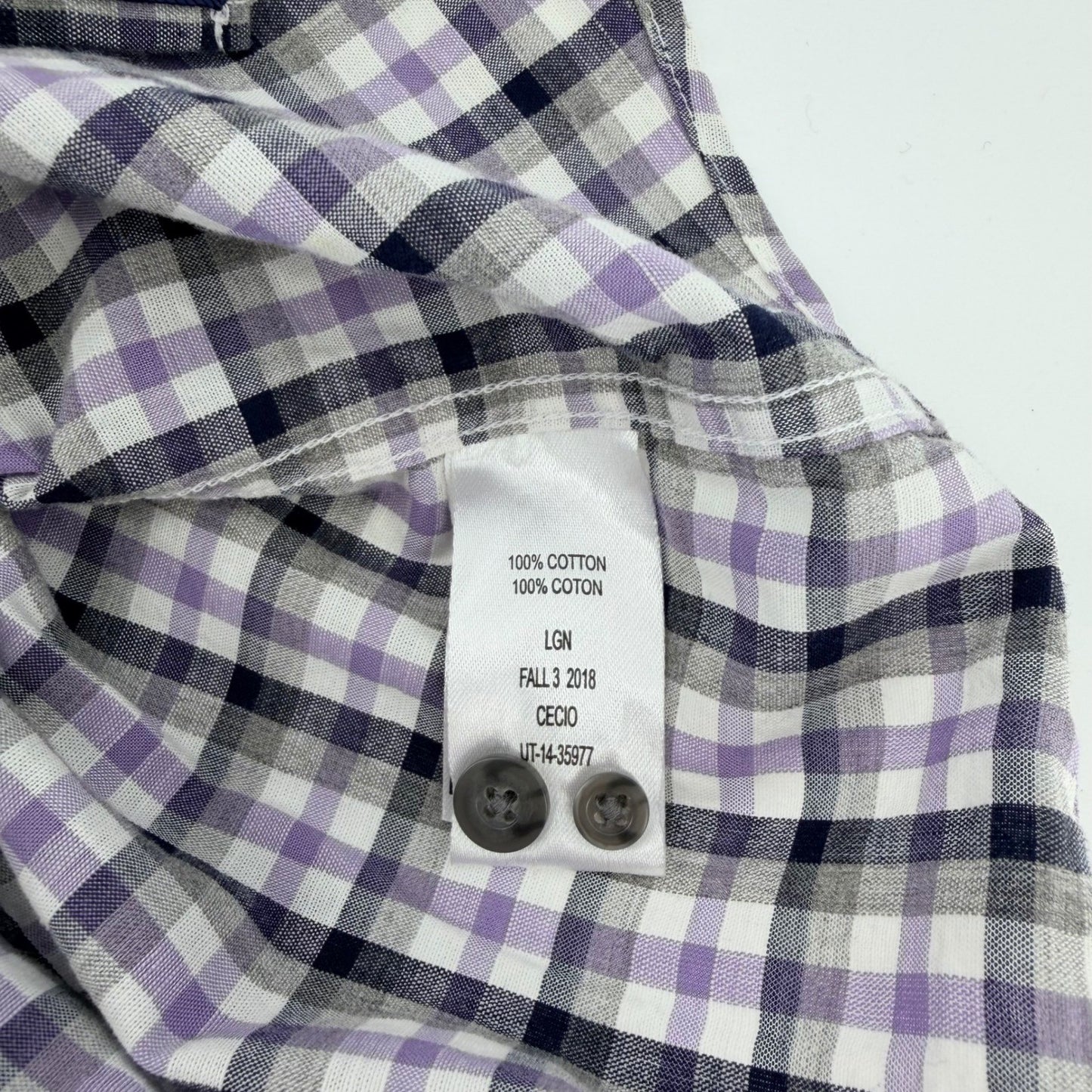 UNTUCKit Cecio Slim Fit Plaid Button Down Shirt Purple Grey Mens Medium M