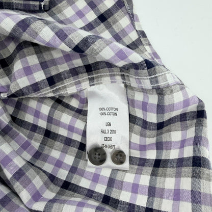 UNTUCKit Cecio Slim Fit Plaid Button Down Shirt Purple Grey Mens Medium M
