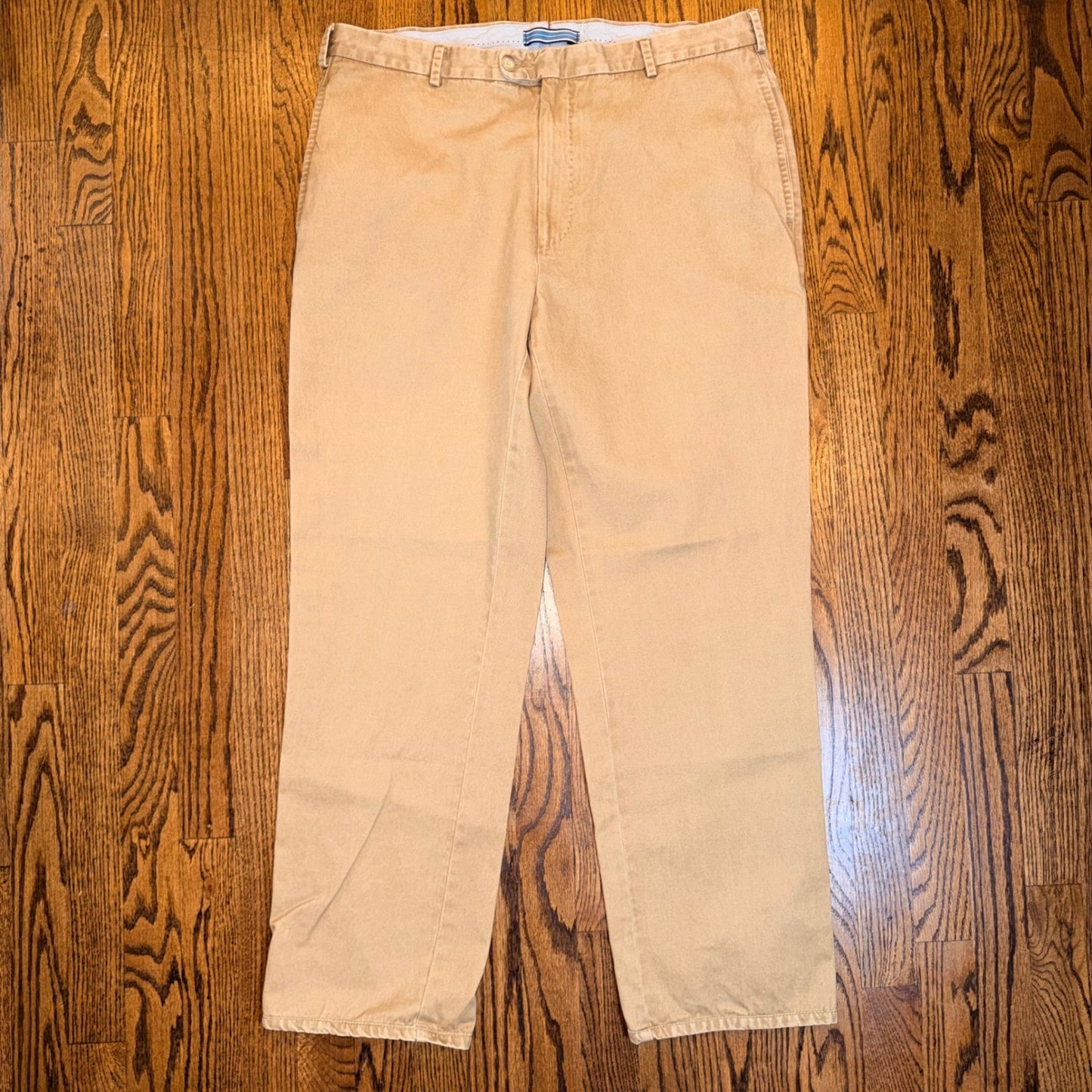 Peter Millar Pima Cotton Chino Pants Flat Front 36 Khaki Tan Preppy Casual