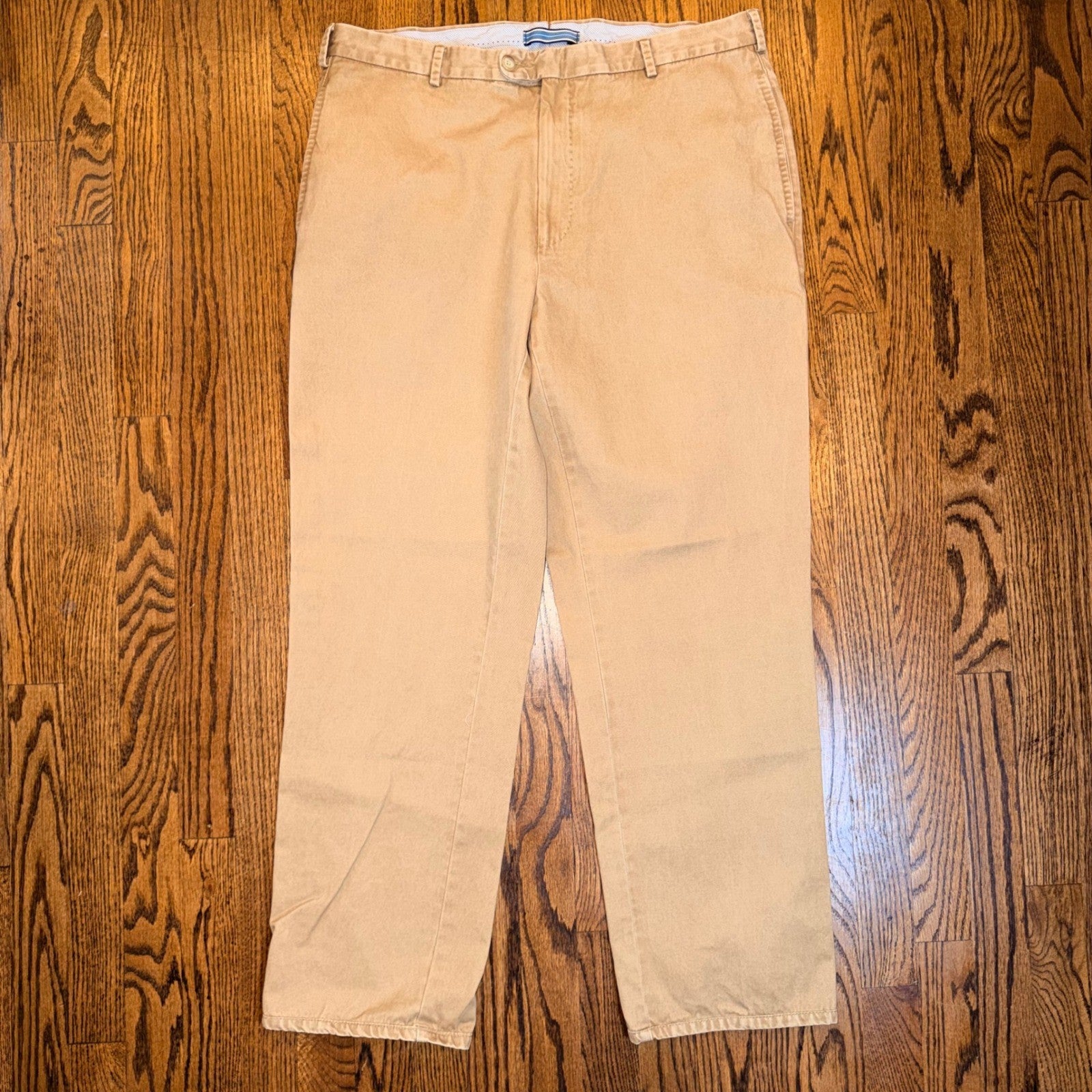Peter Millar Pima Cotton Chino Pants Flat Front 36 Khaki Tan Preppy Casual