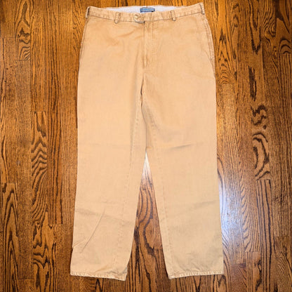 Peter Millar Pima Cotton Chino Pants Flat Front 36 Khaki Tan Preppy Casual