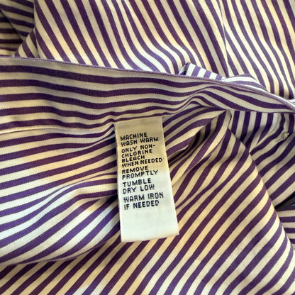 Ralph Lauren Custom Fit Striped Button Down Shirt 16 34/35 Purple White Joker