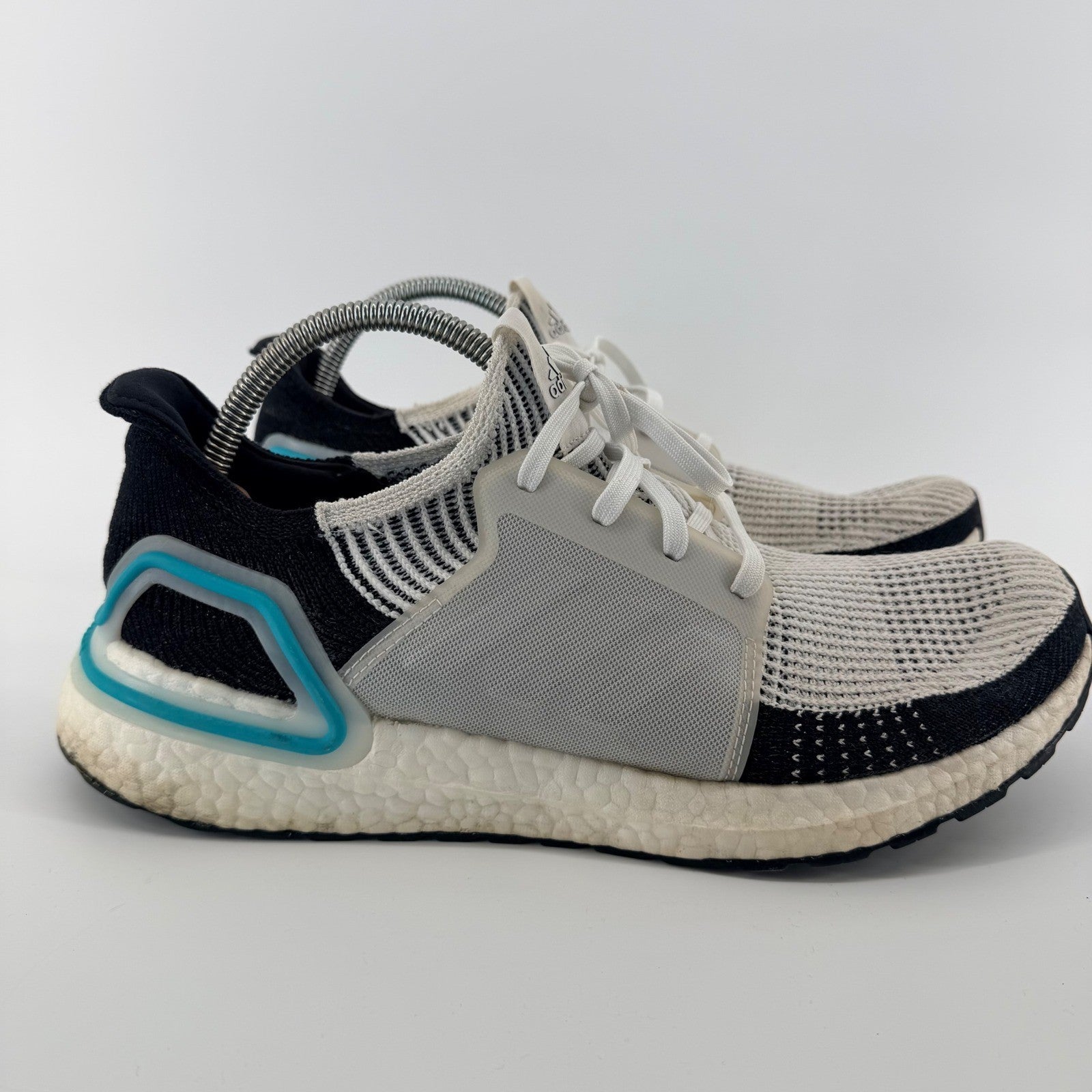 Adidas Ultraboost 19 Running Shoes White Black Blue Primeknit G54012 Mens 12