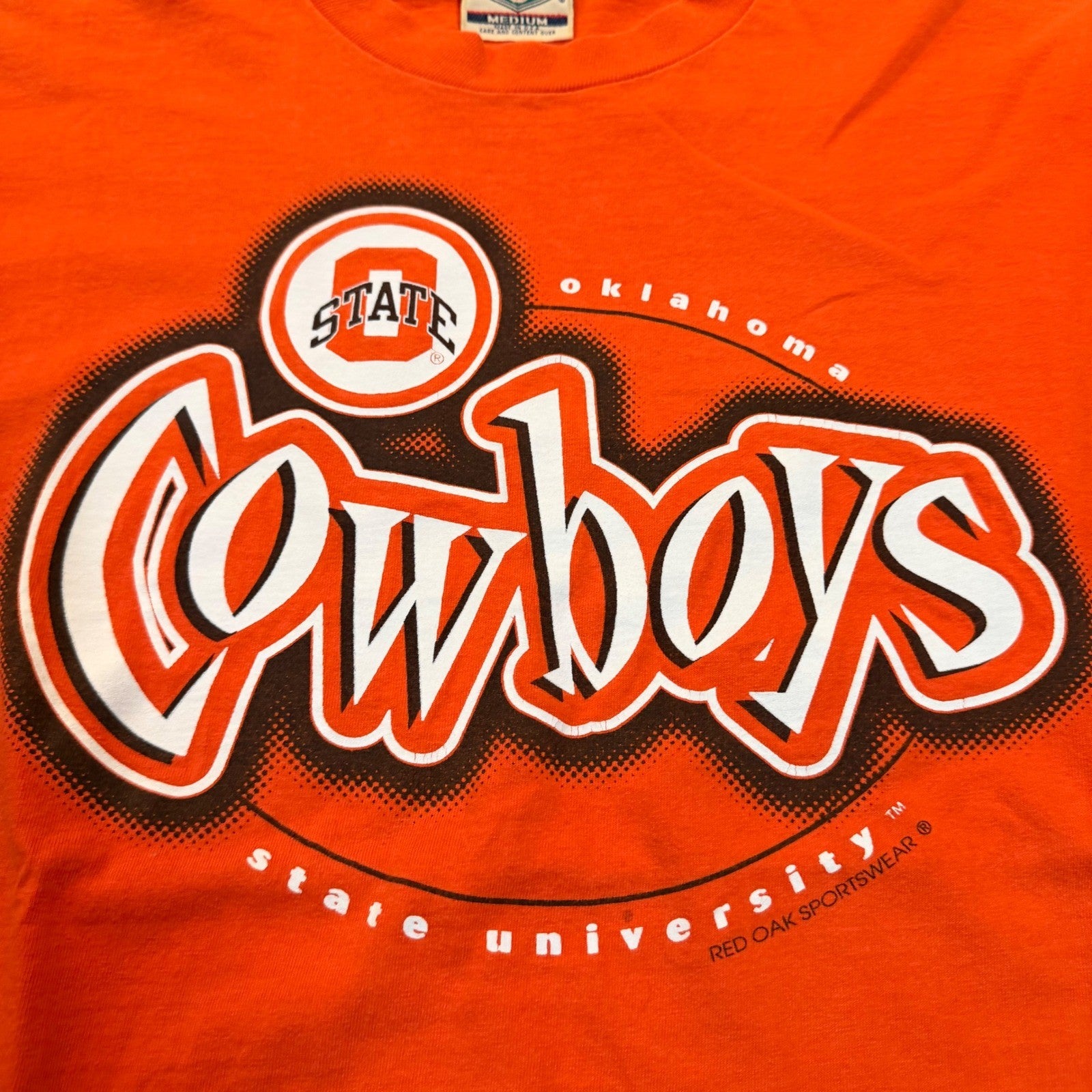 Red Oak Oklahoma State Cowboys OSU T-Shirt Graphic Tee Size M Orange