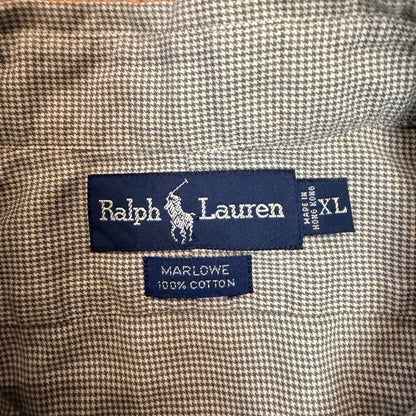 Ralph Lauren Marlowe Houndstooth Button Down Shirt XL Blue White Cotton