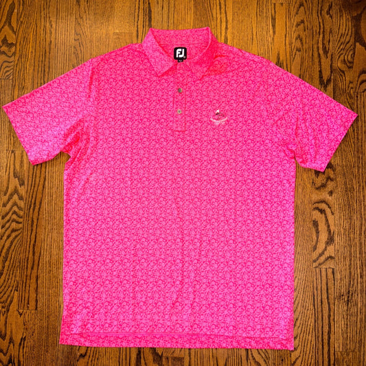 FootJoy Saratoga National Golf Club Floral Polo Shirt XL Pink Performance Preppy