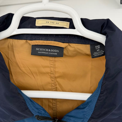Scotch & Soda Club Nomade Colorblock Windbreaker Jacket Medium Teal Navy Tan