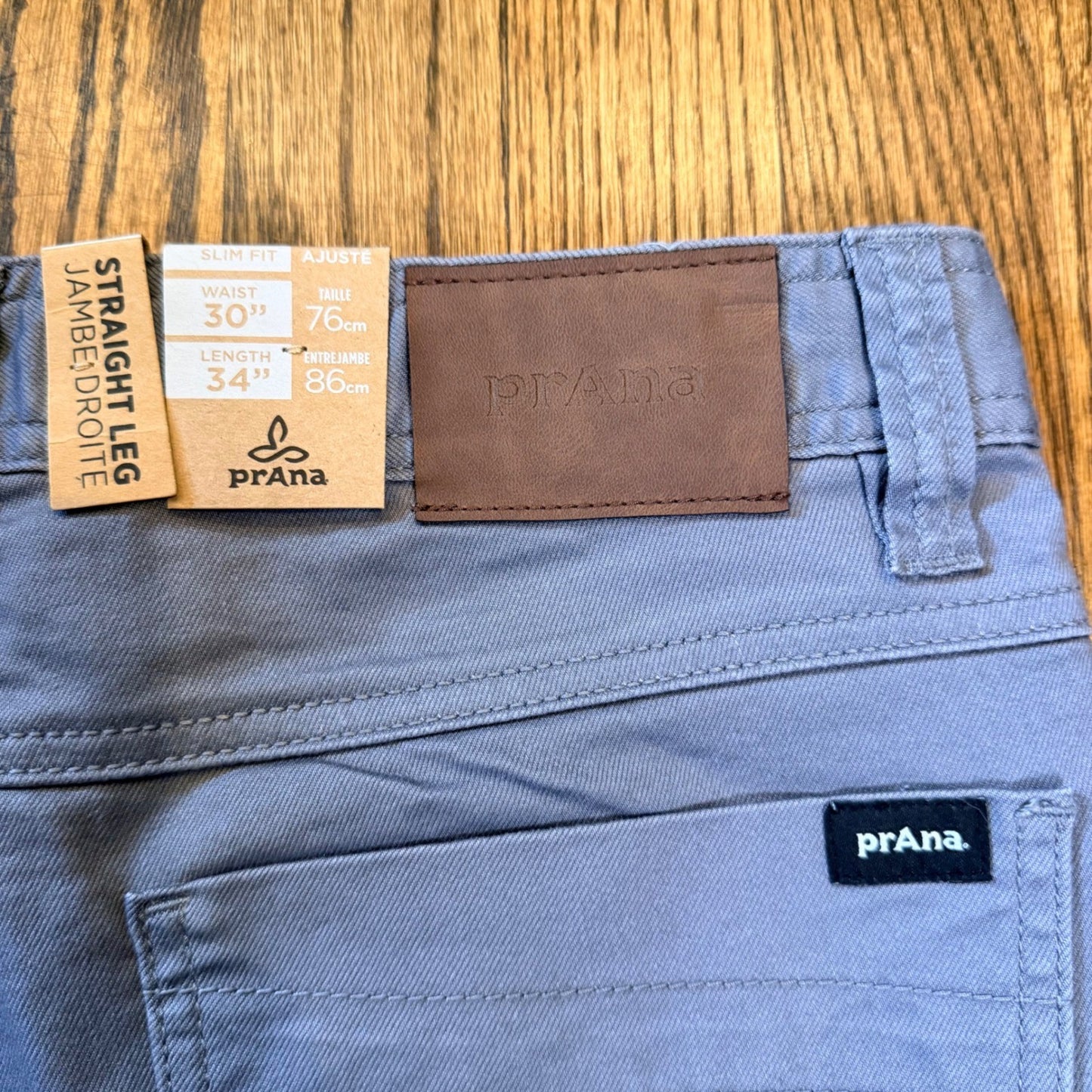Prana Bridger Jean Slim Fit Straight Leg Stretch Denim 30x34 Gravel Grey NWT