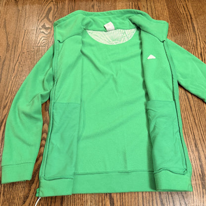 Adidas Jacket Womens Small Green Polar Fleece Full Zip Long Sleeve Running