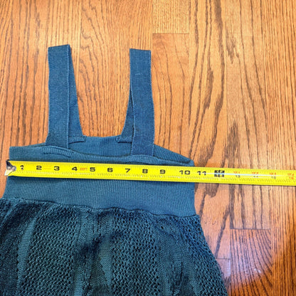 Say What? Crochet Knit Midi Dress Teal Blue Pointelle Scalloped Hem Small