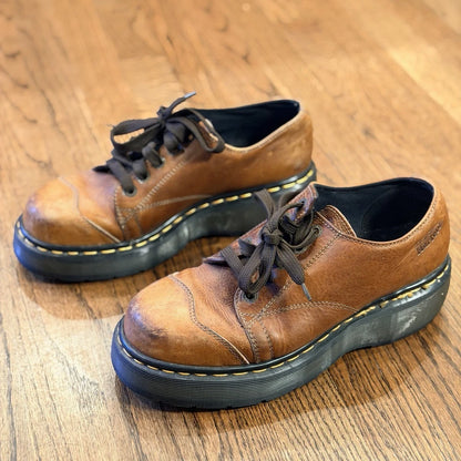 Dr. Martens 8651 Chunky Oxford Shoes Brown Leather Made in England Size 7