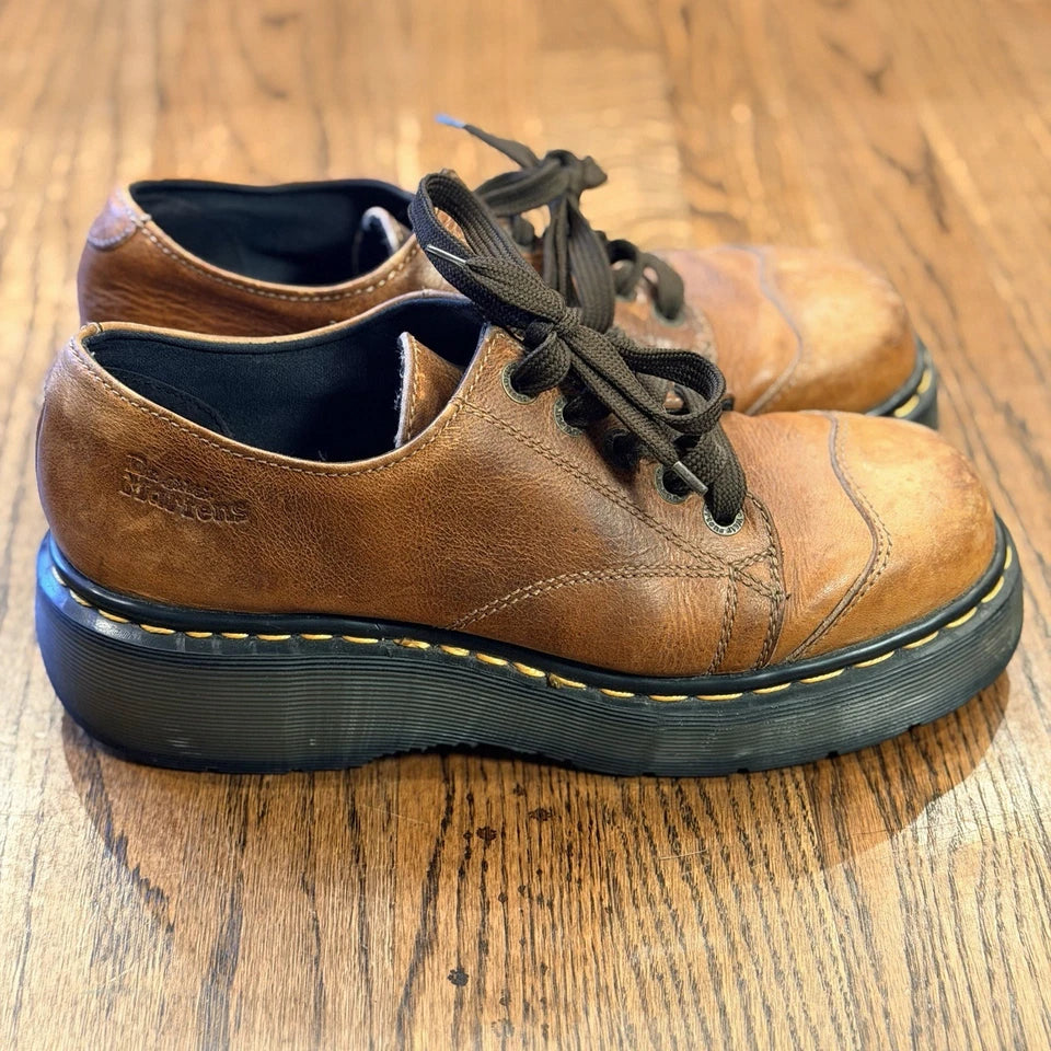 Dr. Martens 8651 Chunky Oxford Shoes Brown Leather Made in England Size 7